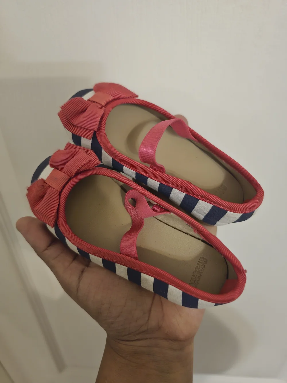 Gymboree Navy and Red Striped Mary Jane Flats with Bow